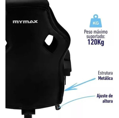 Cadeira Gamer Estofado Couro Sintético Mx0 Mymax Giratória