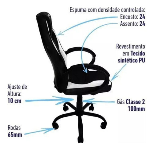 Cadeira Gamer Estofado Couro Sintético Mx0 Mymax Giratória